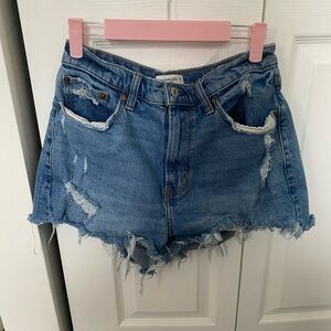 Abercrombie & Fitch Blue Distressed Jean Shorts